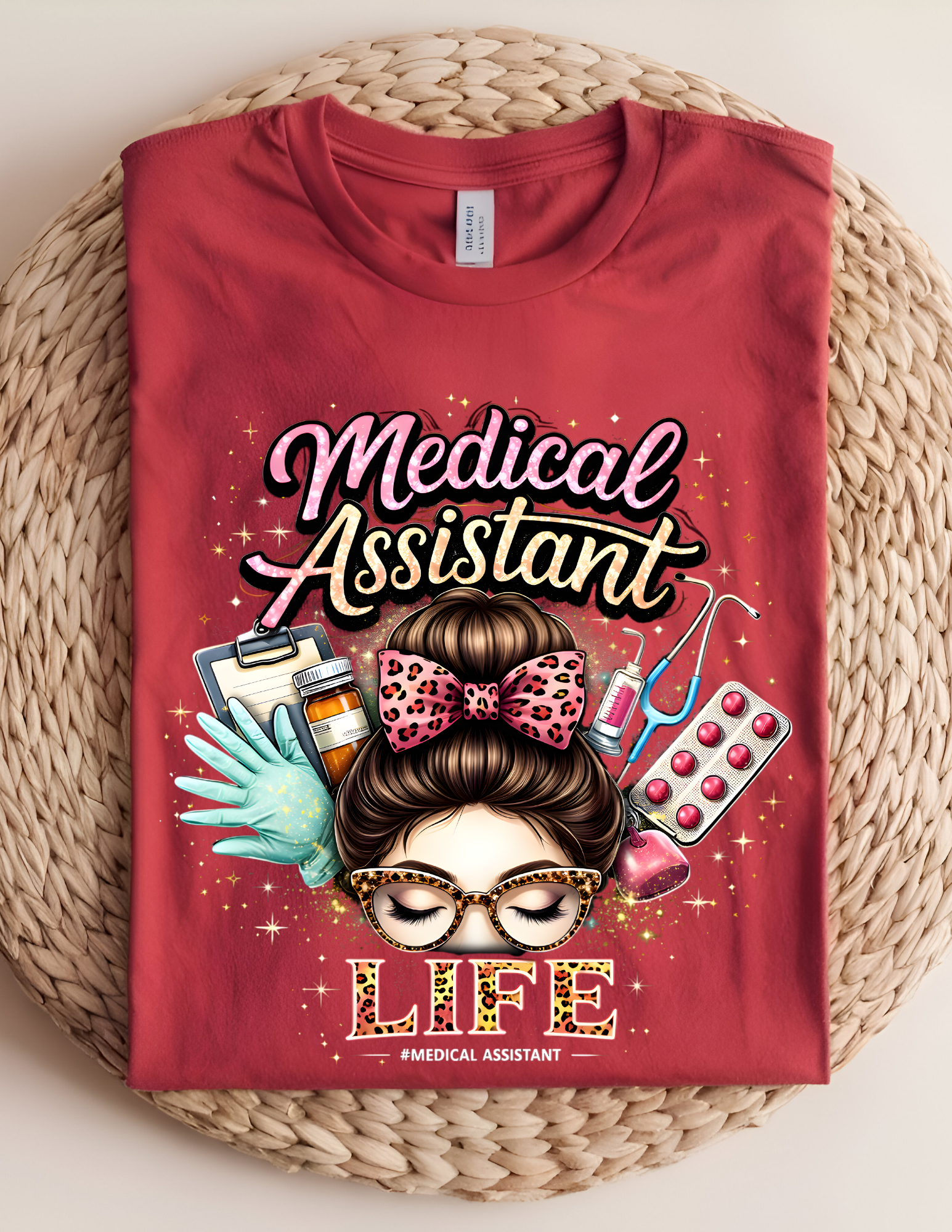Medical Assistant Life Glitter Graphic Tee