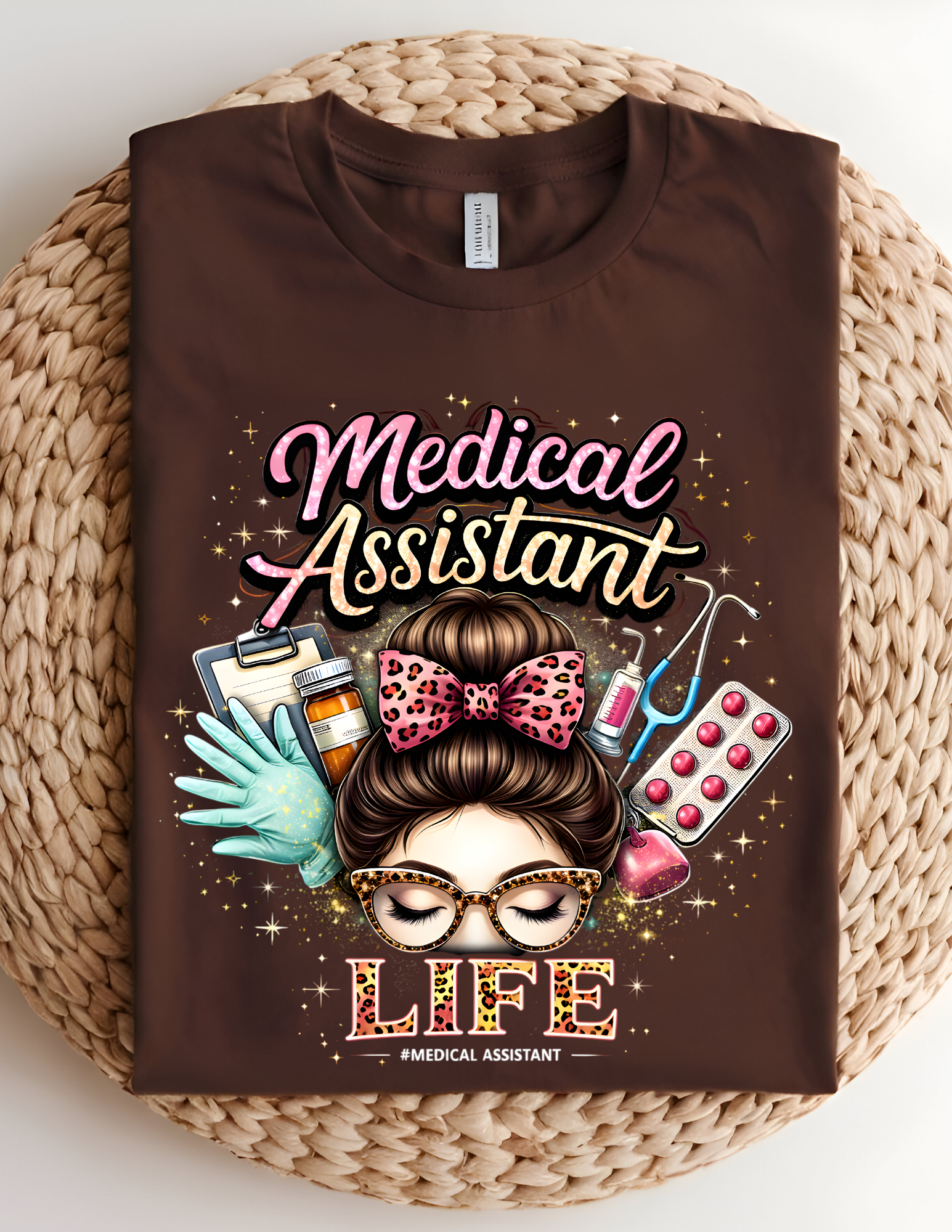 Medical Assistant Life Glitter Graphic Tee