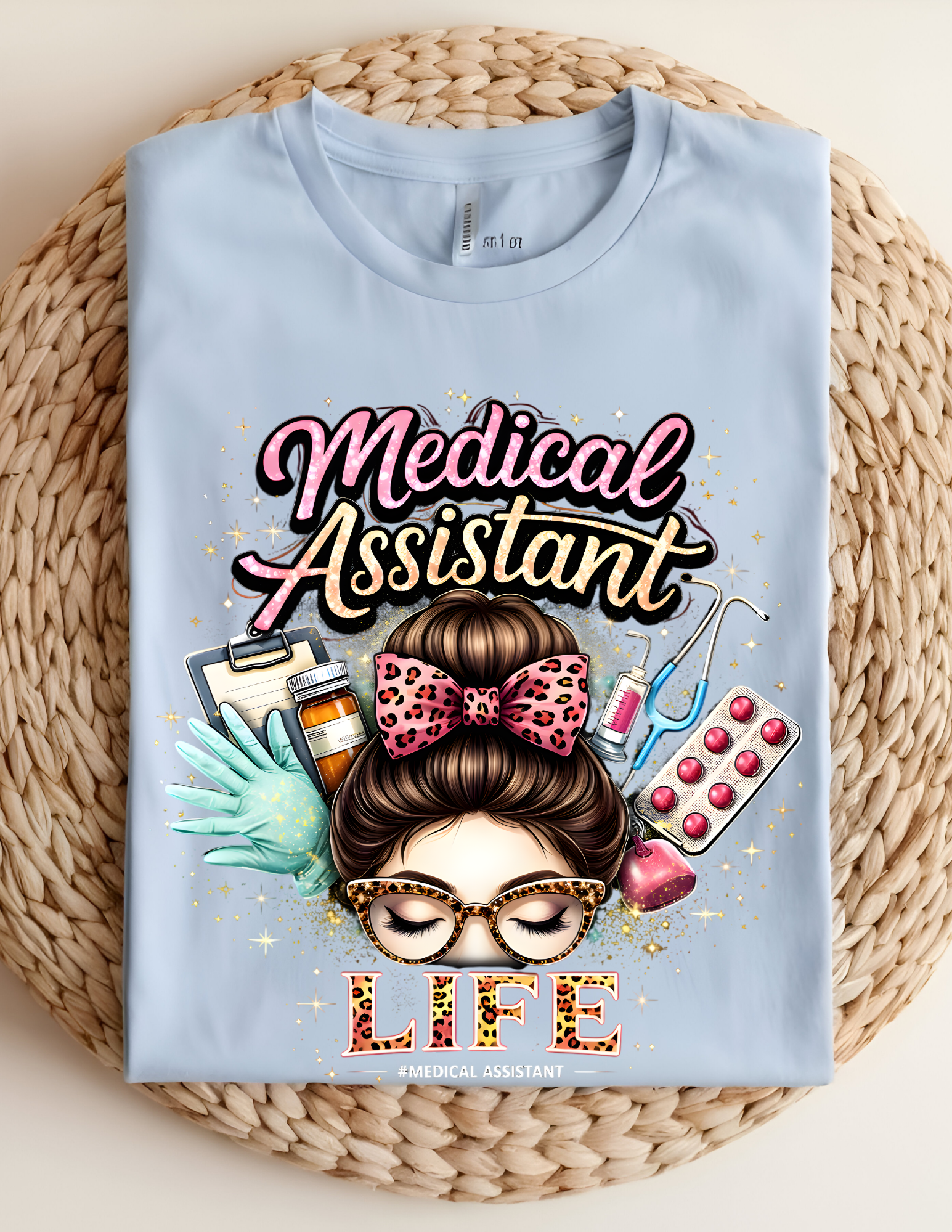 Medical Assistant Life Glitter Graphic Tee