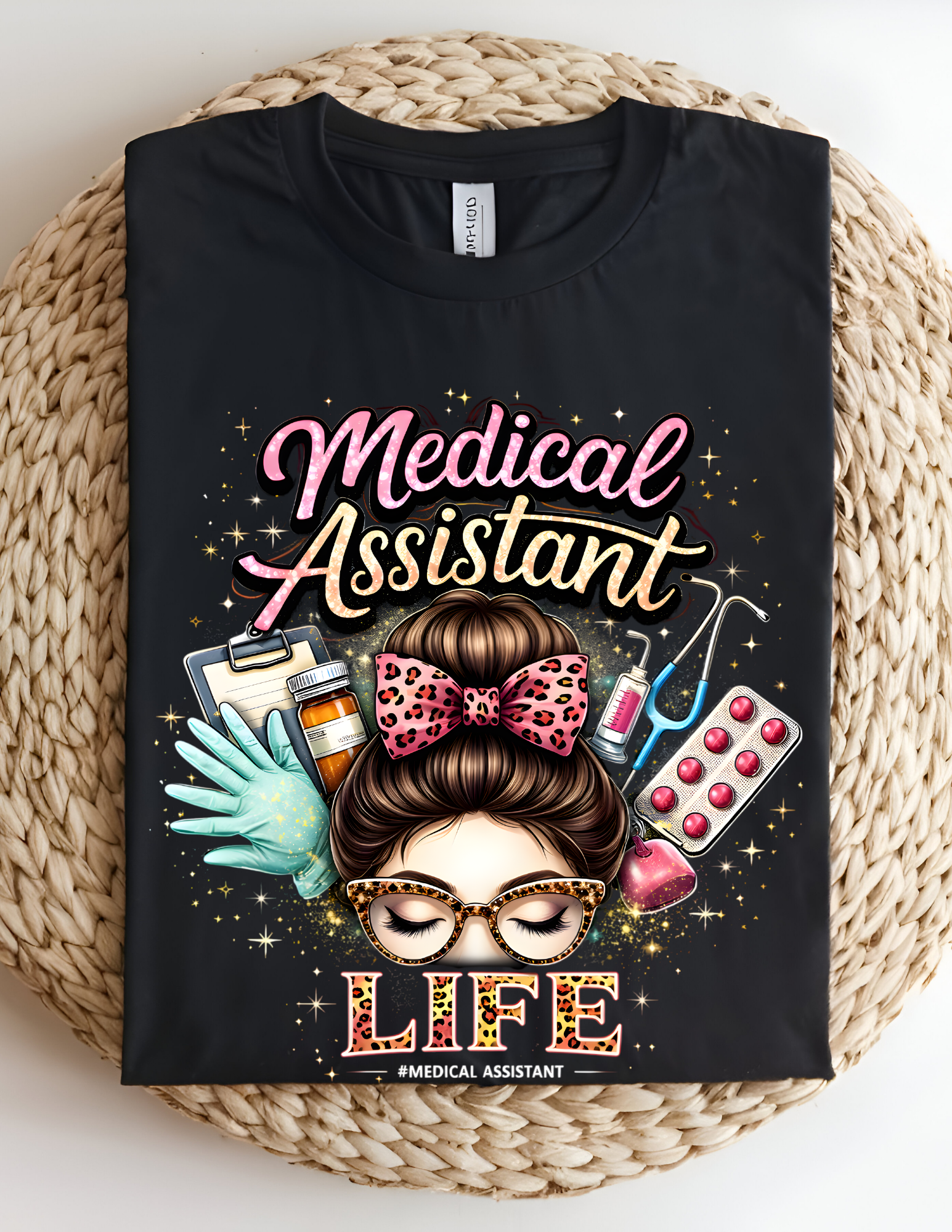 Medical Assistant Life Glitter Graphic Tee