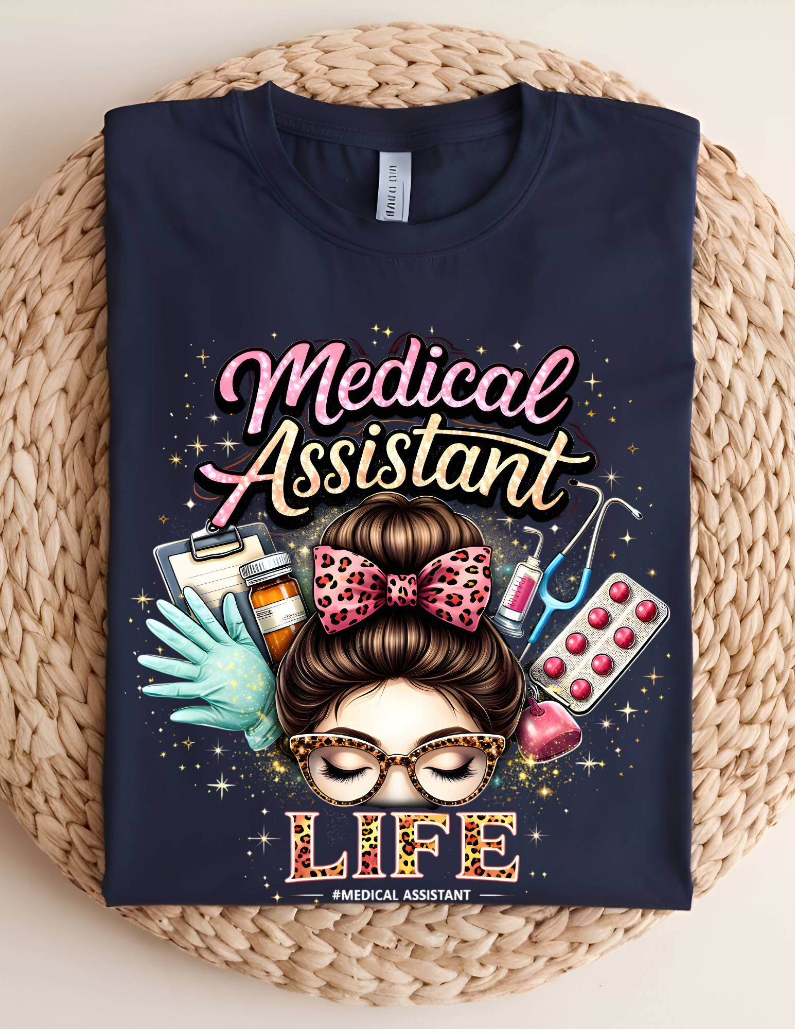 Medical Assistant Life Glitter Graphic Tee