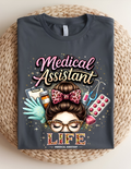 Medical Assistant Life Glitter Graphic Tee