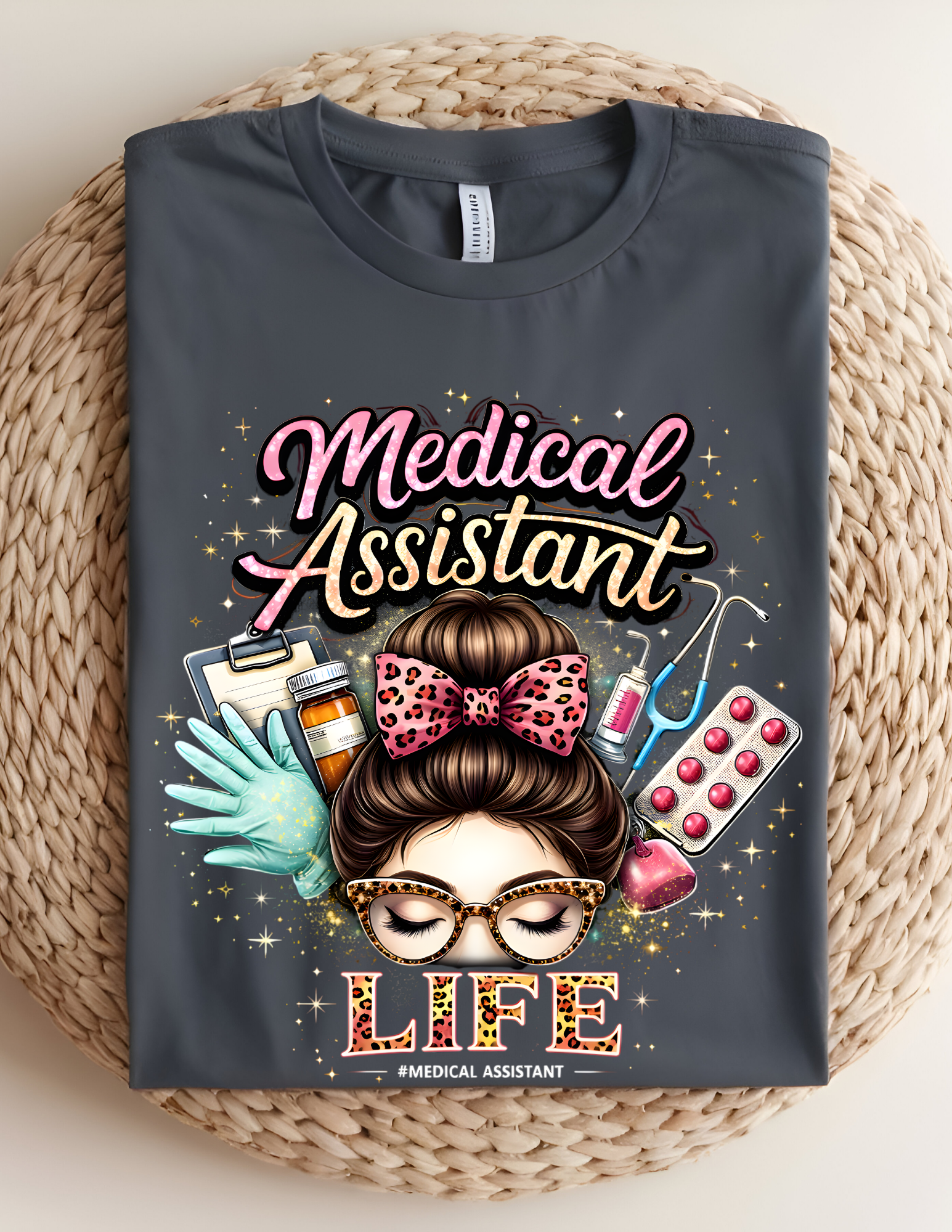 Medical Assistant Life Glitter Graphic Tee