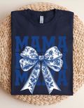 Blue Floral Bow Mama Tee