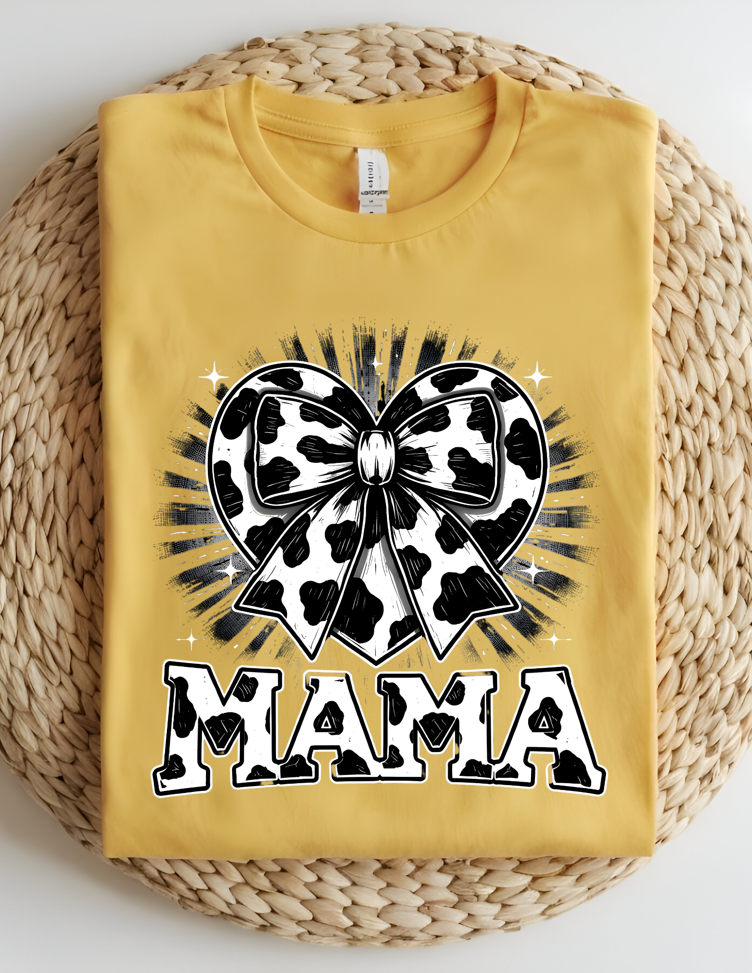 Cow Print Bow “MAMA” Graphic Tee