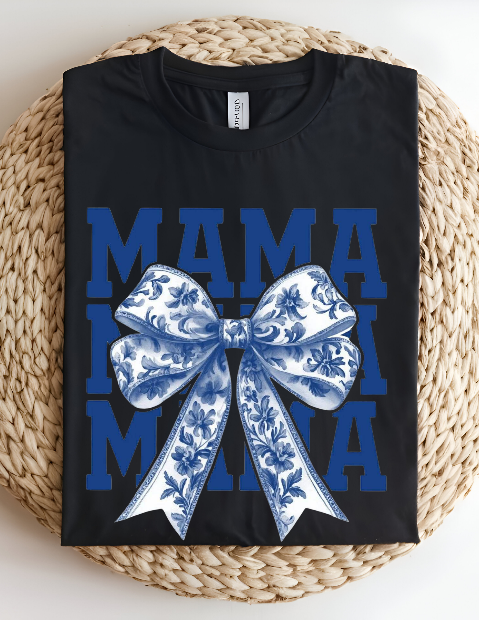 Blue Floral Bow Mama Tee