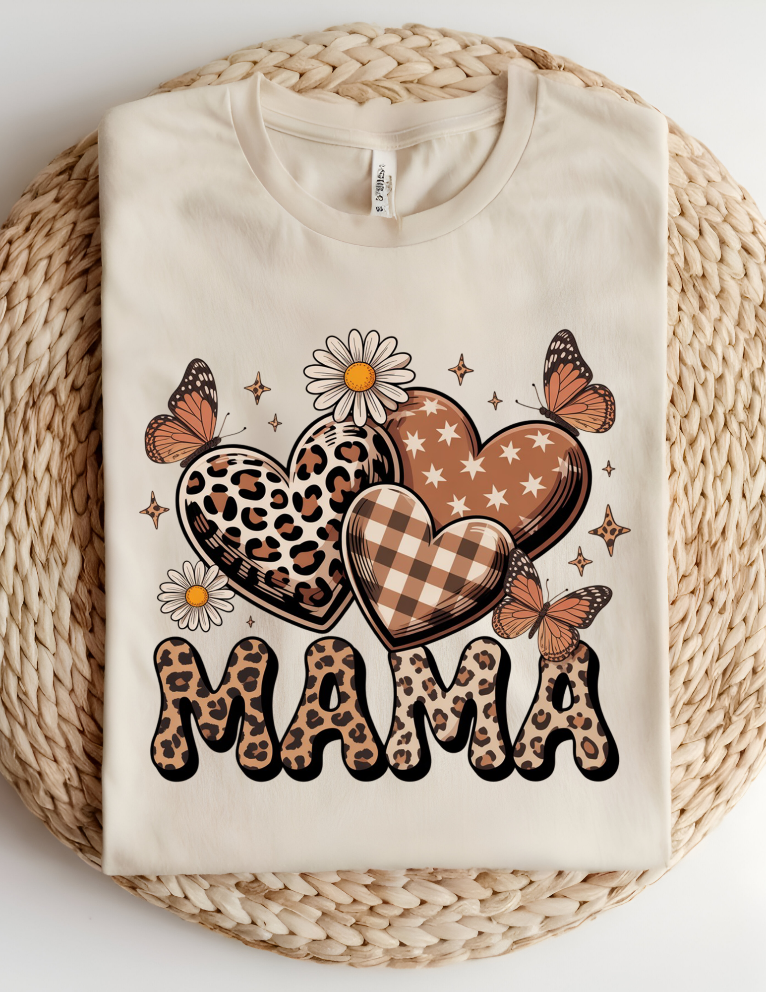 Leopard Mama Hearts Tee 🤎🦋🌼