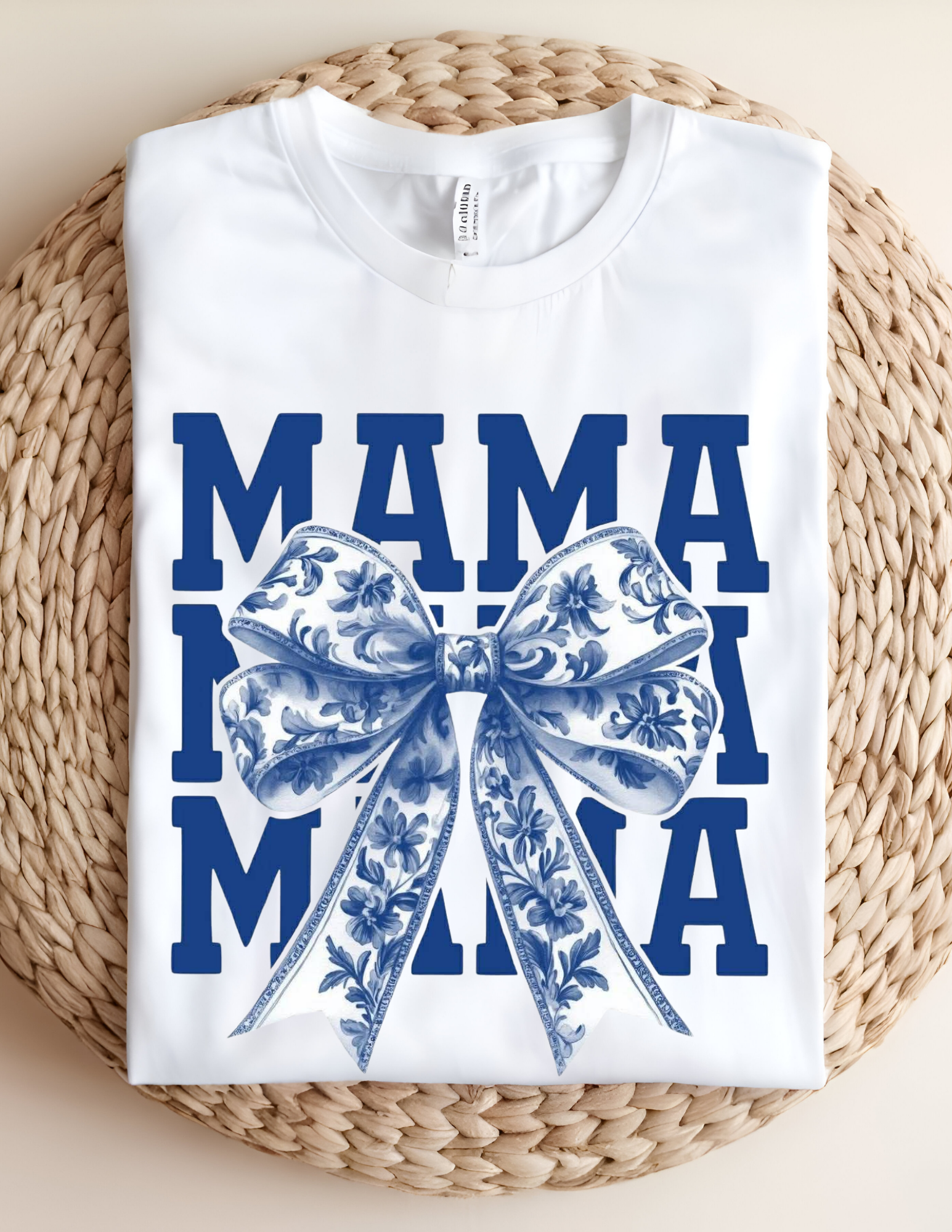 Blue Floral Bow Mama Tee