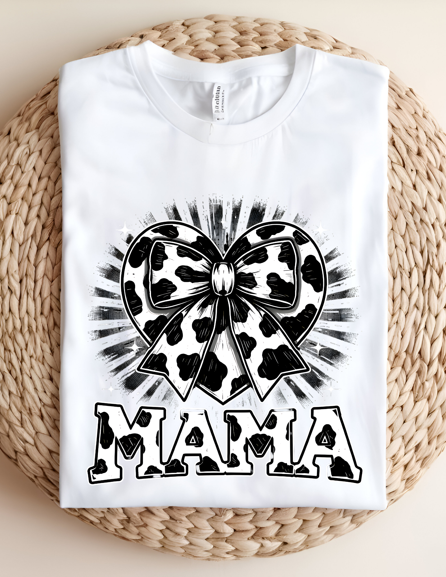 Cow Print Bow “MAMA” Graphic Tee