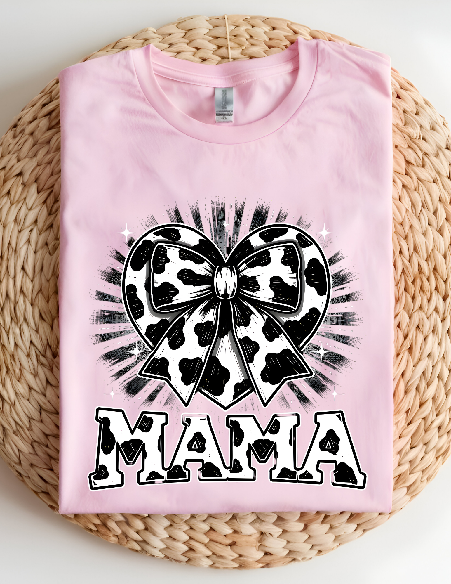 Cow Print Bow “MAMA” Graphic Tee