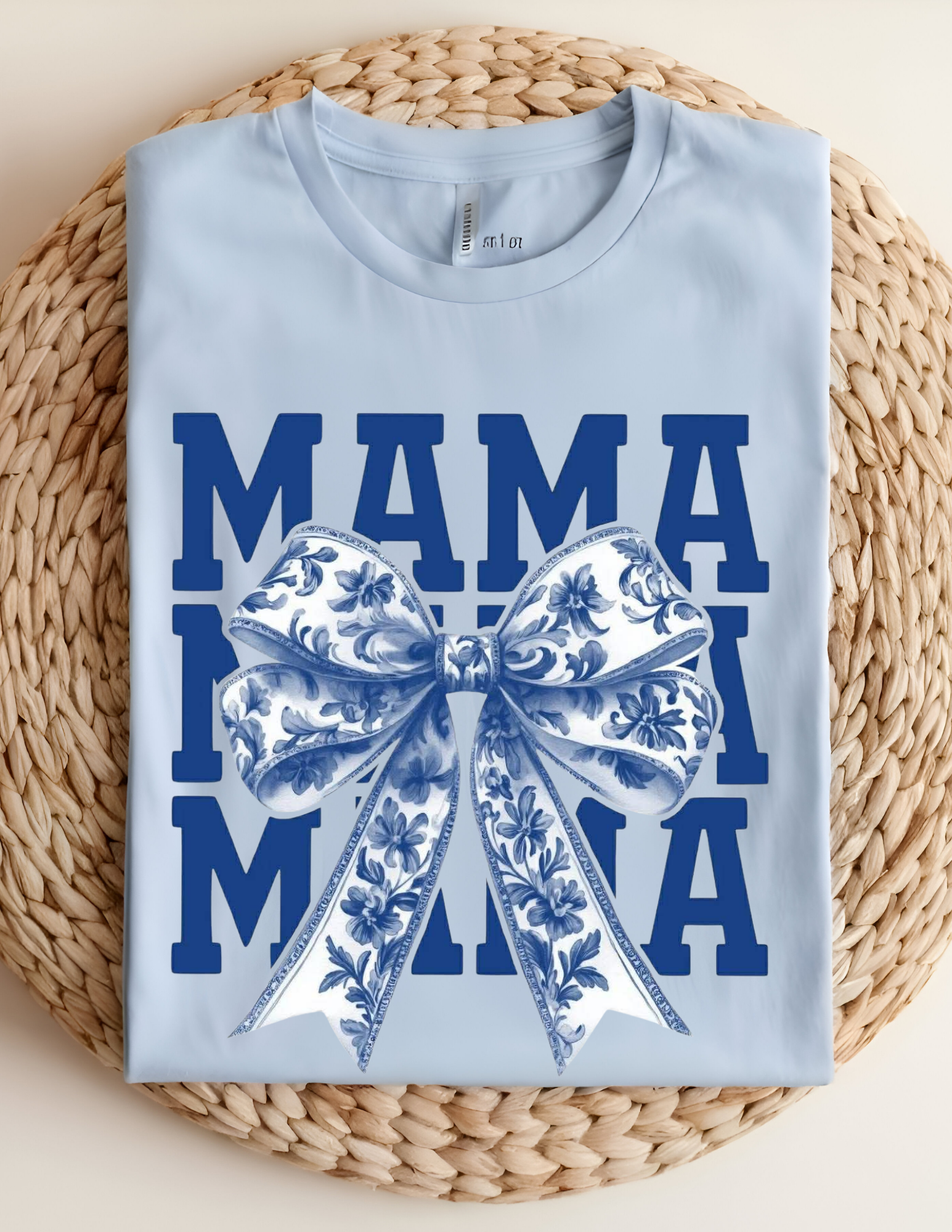 Blue Floral Bow Mama Tee