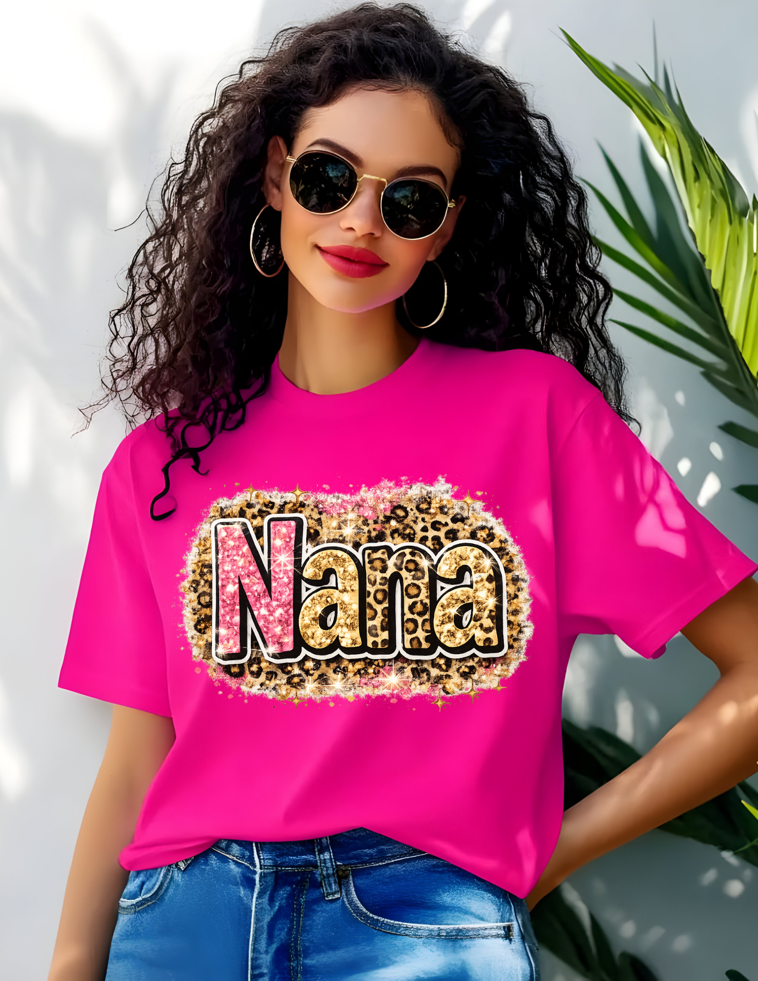 Glitter Leopard Nana Tee