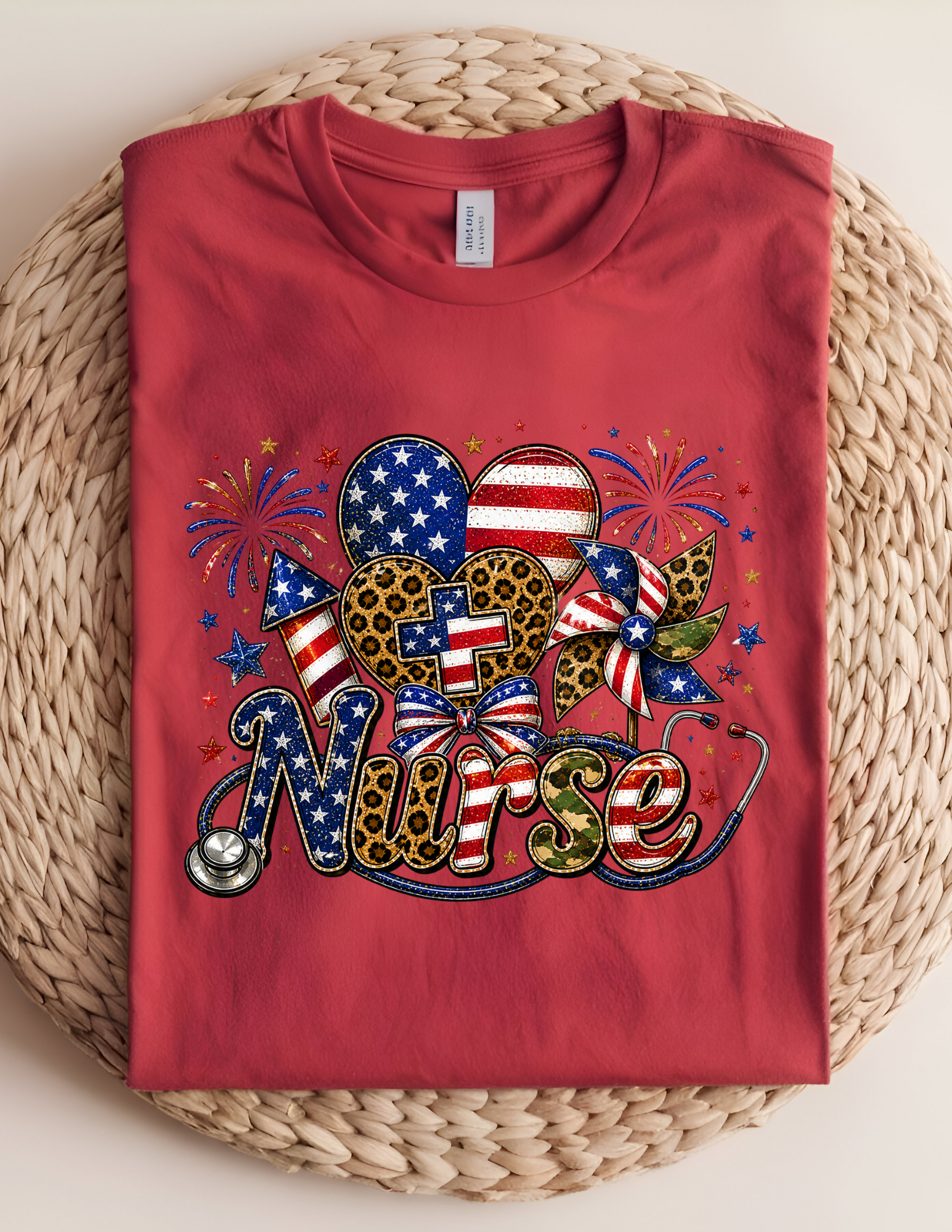 Patriotic Nurse – Stars, Stripes & Care Tee