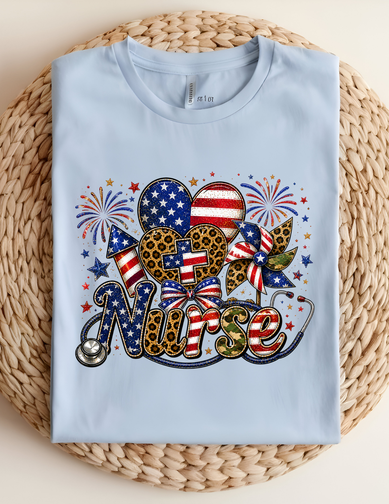 Patriotic Nurse – Stars, Stripes & Care Tee
