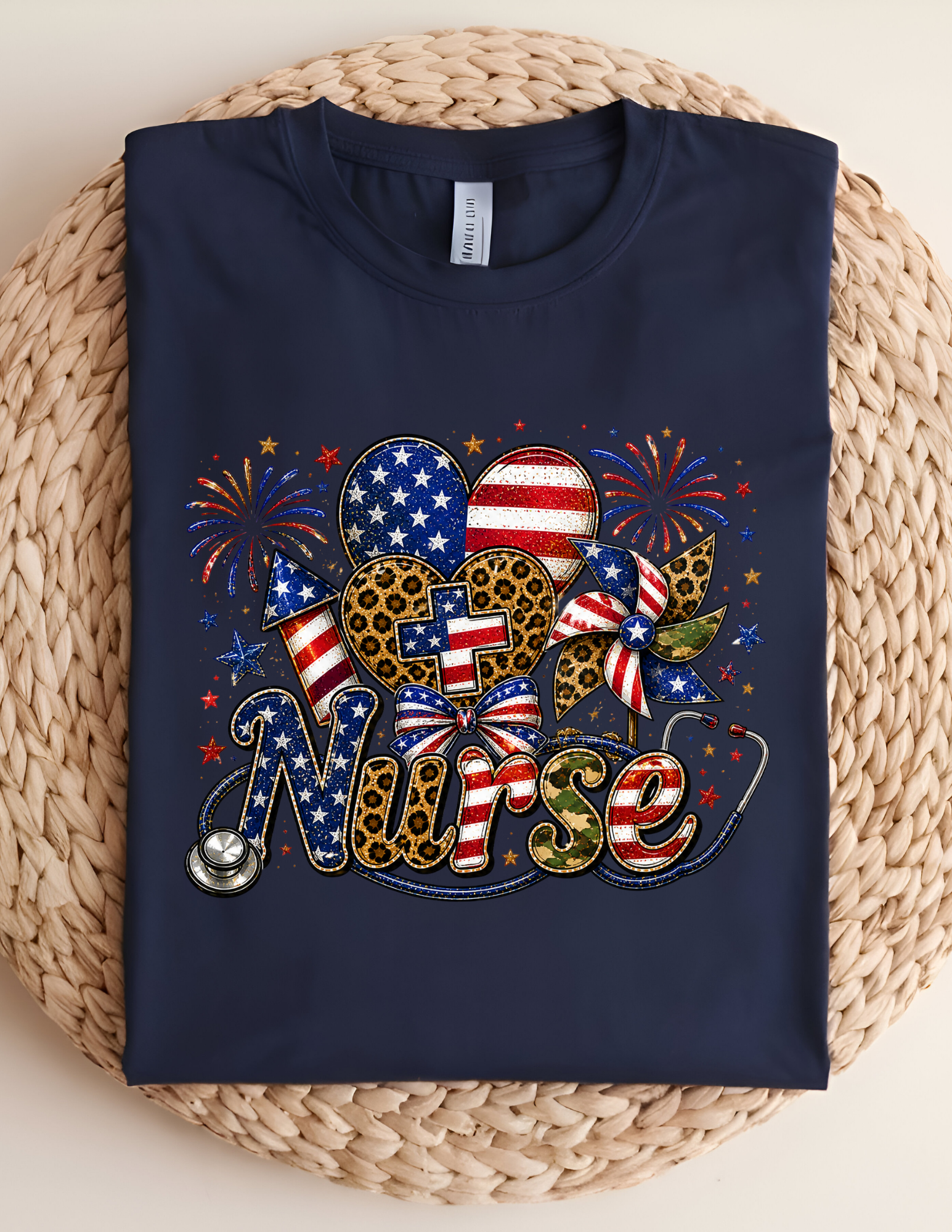 Patriotic Nurse – Stars, Stripes & Care Tee