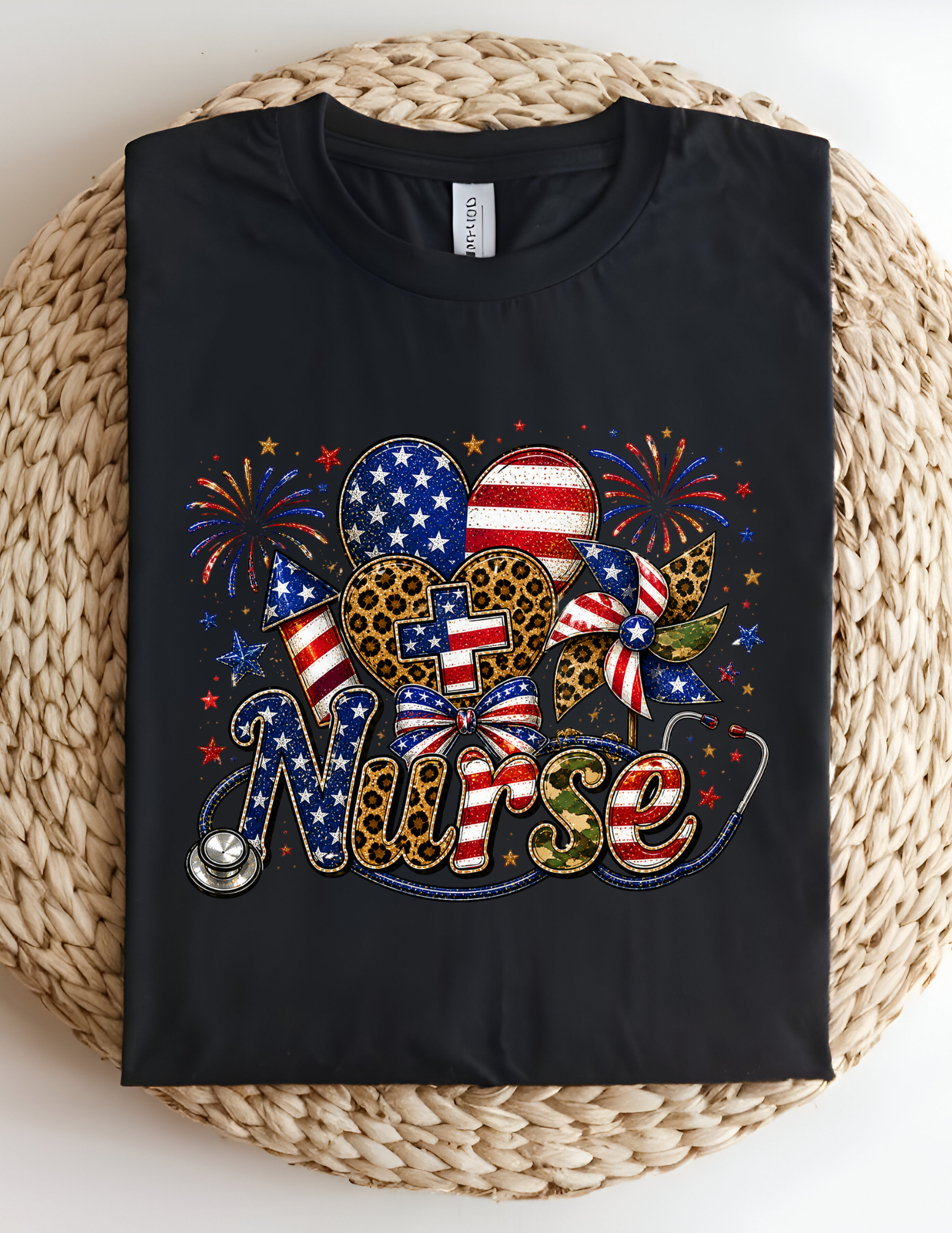 Patriotic Nurse – Stars, Stripes & Care Tee