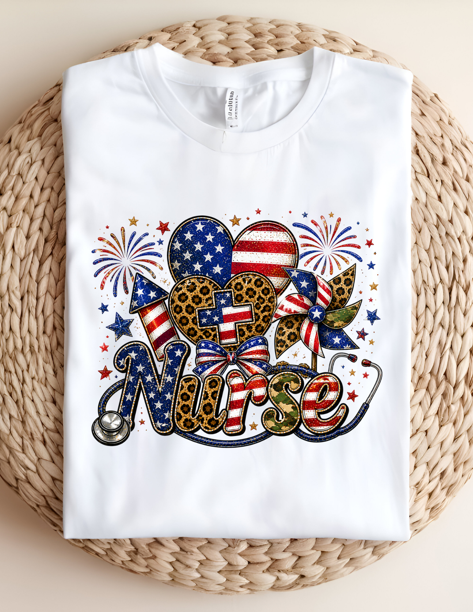 Patriotic Nurse – Stars, Stripes & Care Tee