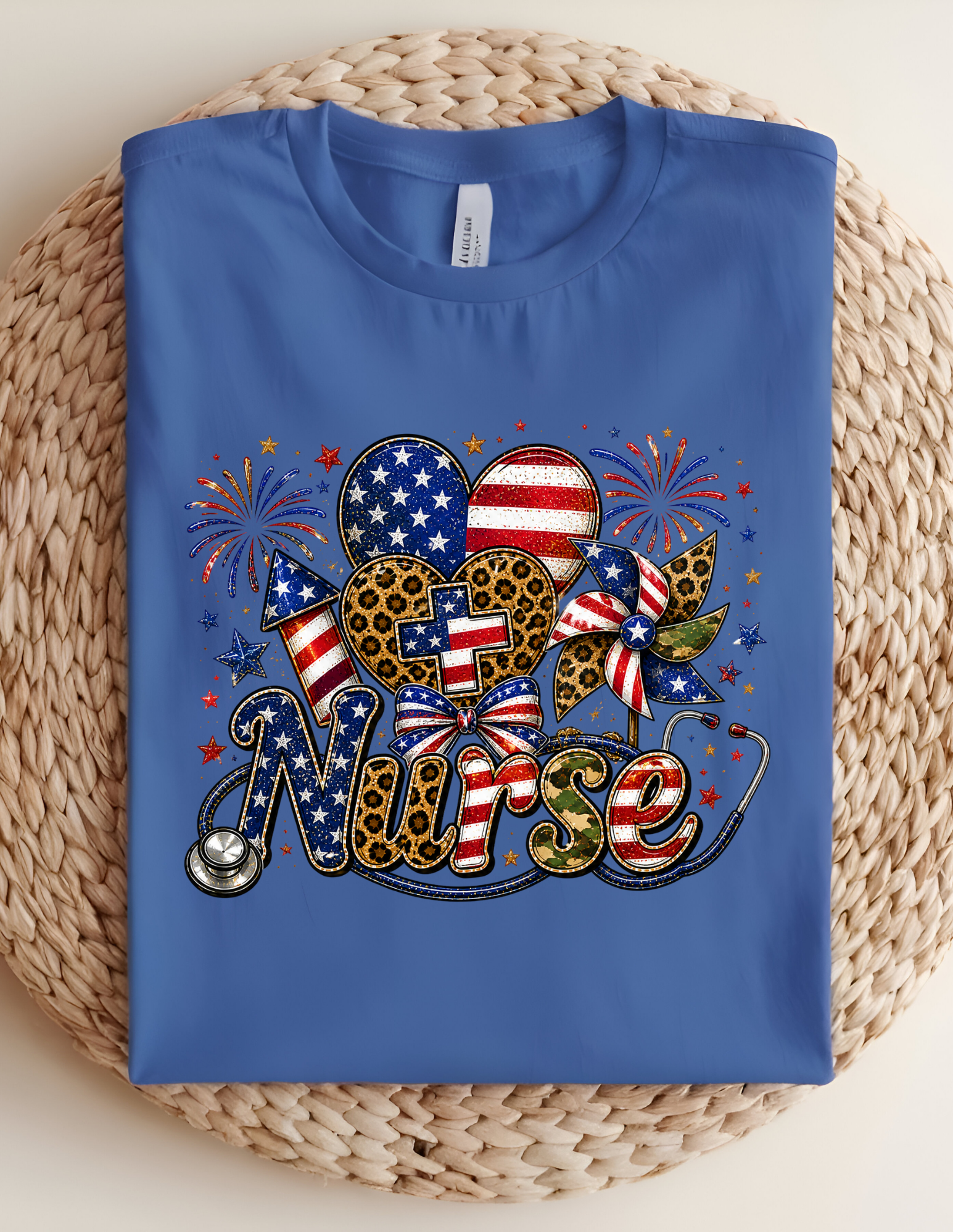 Patriotic Nurse – Stars, Stripes & Care Tee