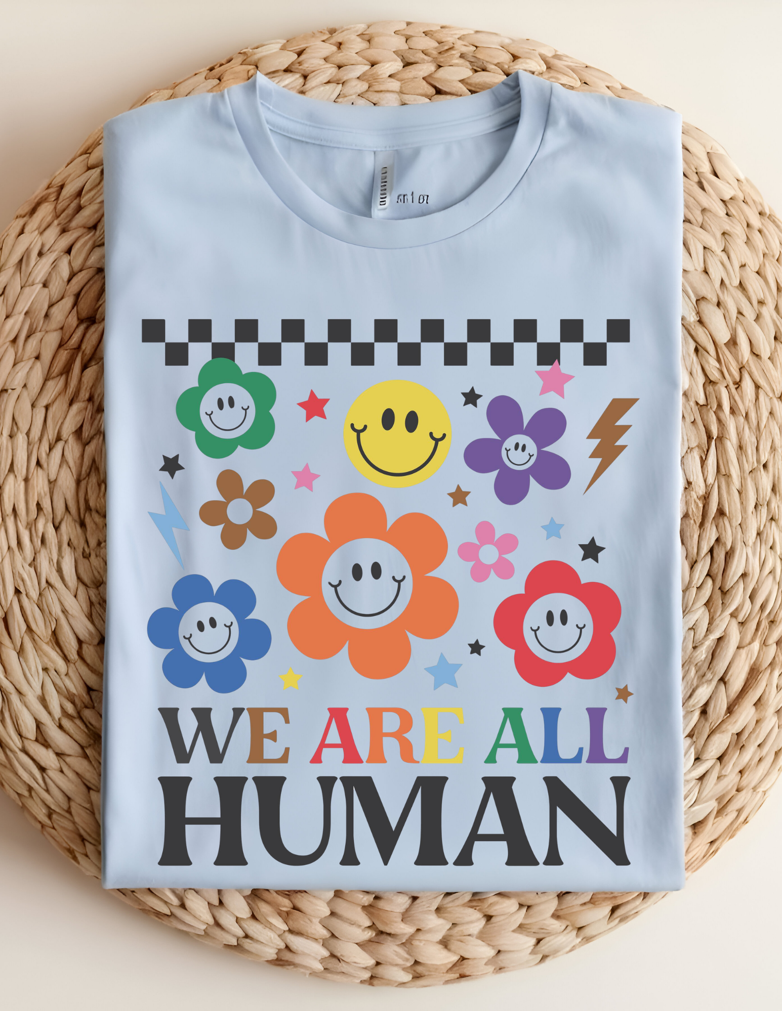 We Are All Human Smiley Flower Pride Tee