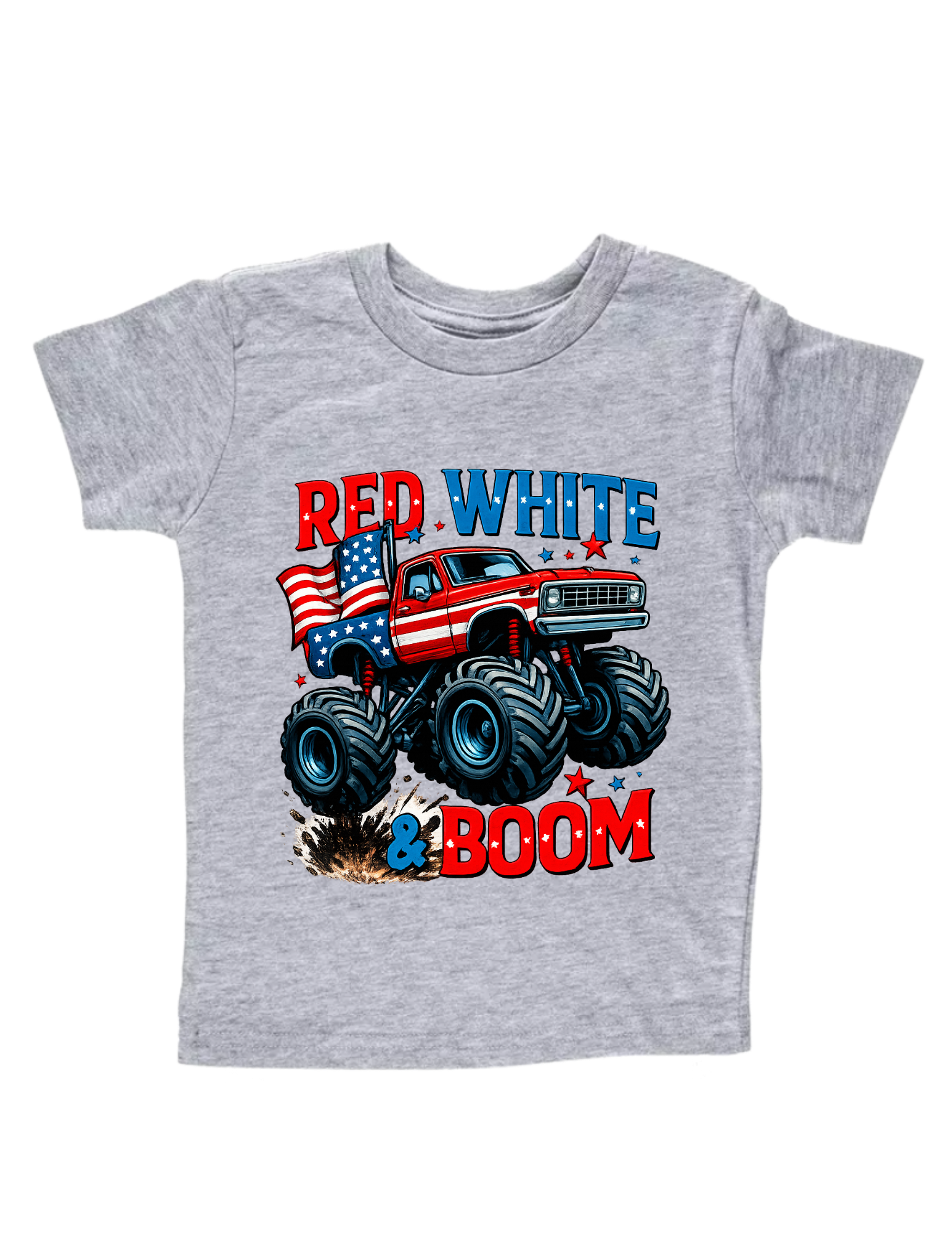 Red, White & Boom Monster Truck Tee