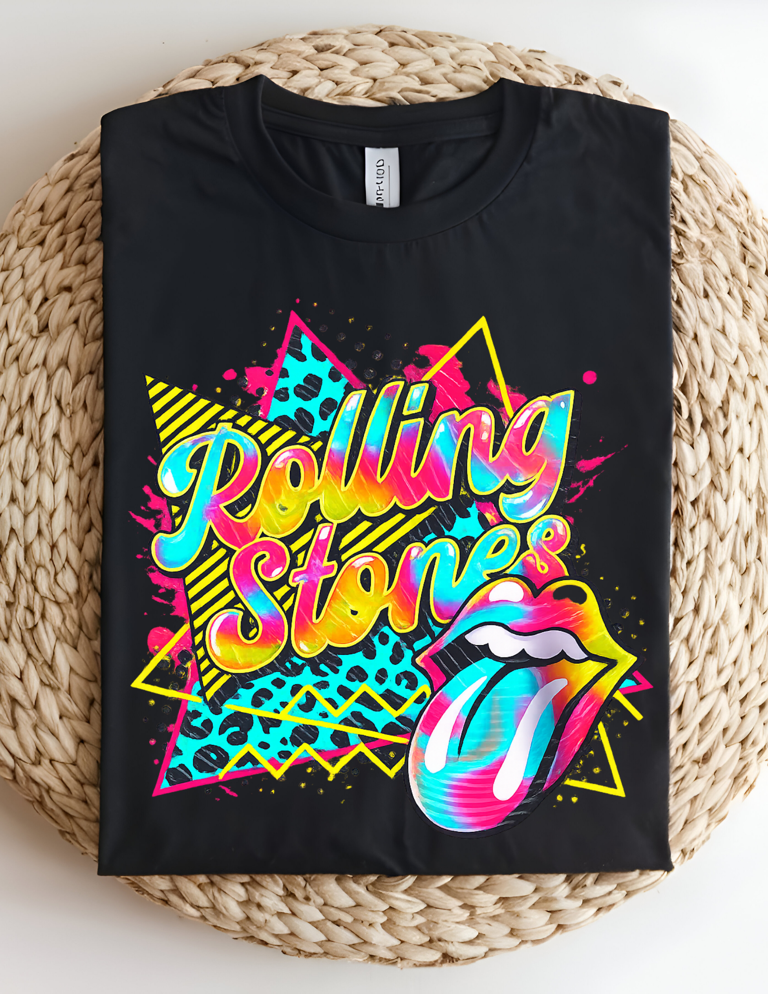 Retro Neon Rolling Stones Graphic Tee