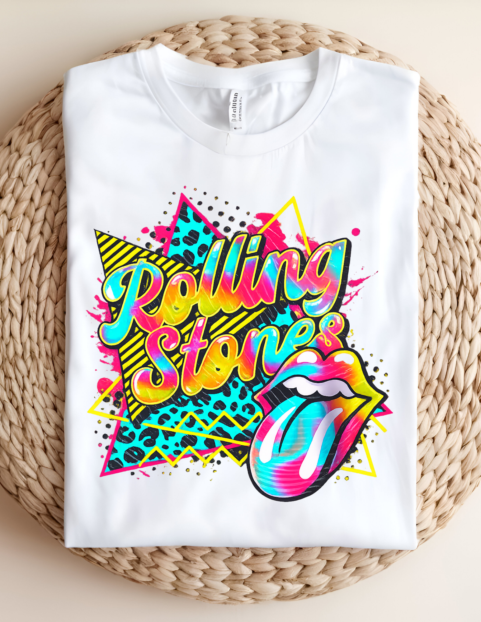 Retro Neon Rolling Stones Graphic Tee