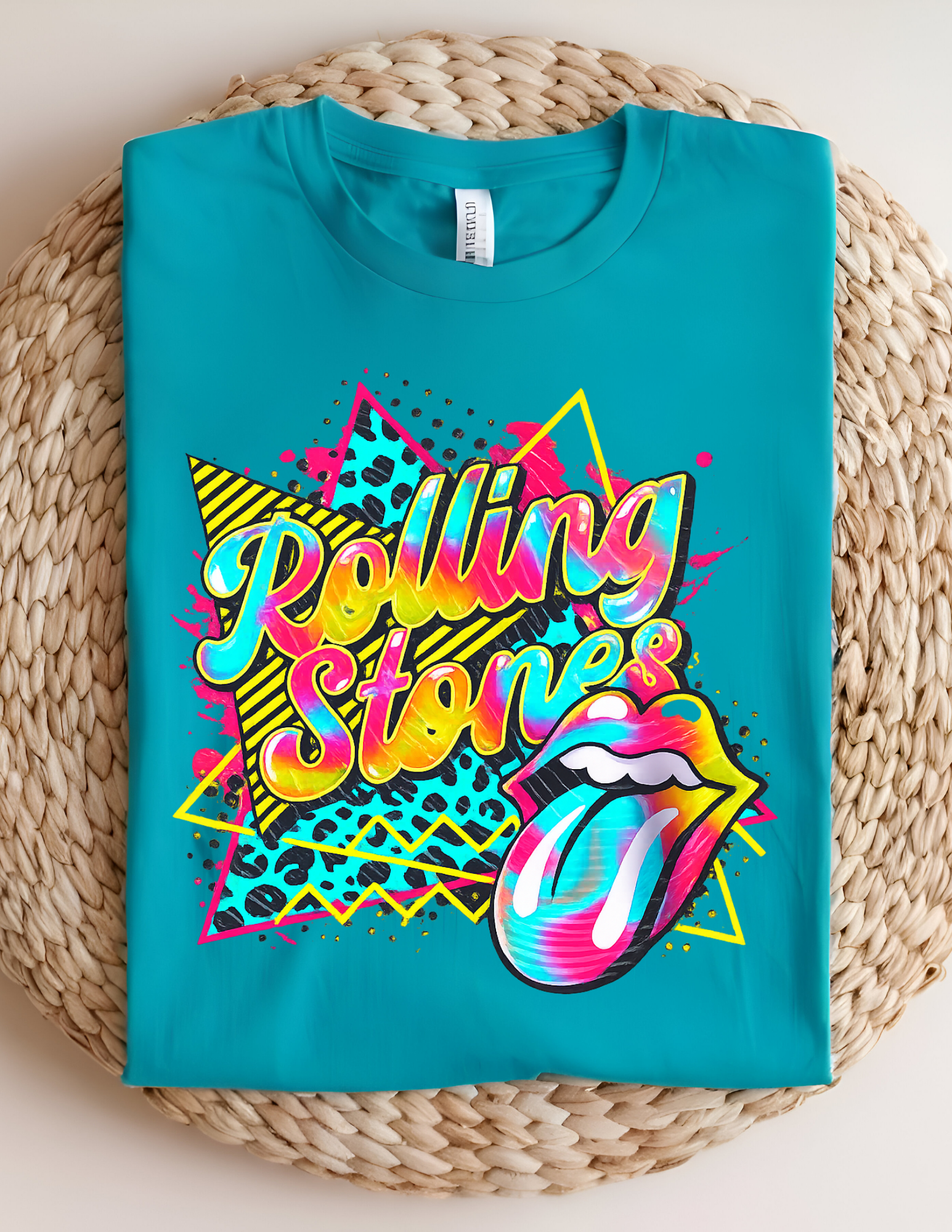 Retro Neon Rolling Stones Graphic Tee