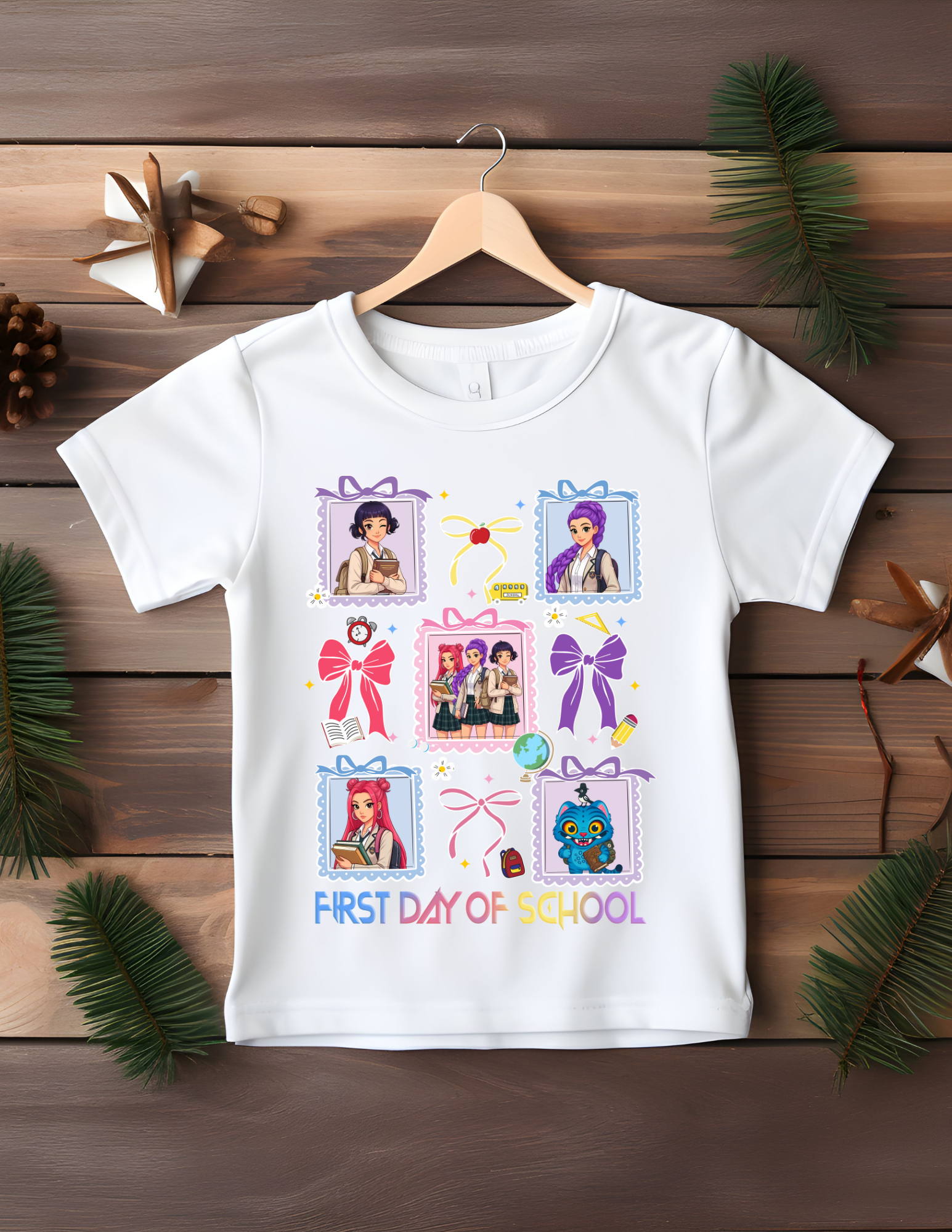 Huntrix K-Pop Demon Hunter™ First Day of School Youth Tee – Pastel Frame Edition