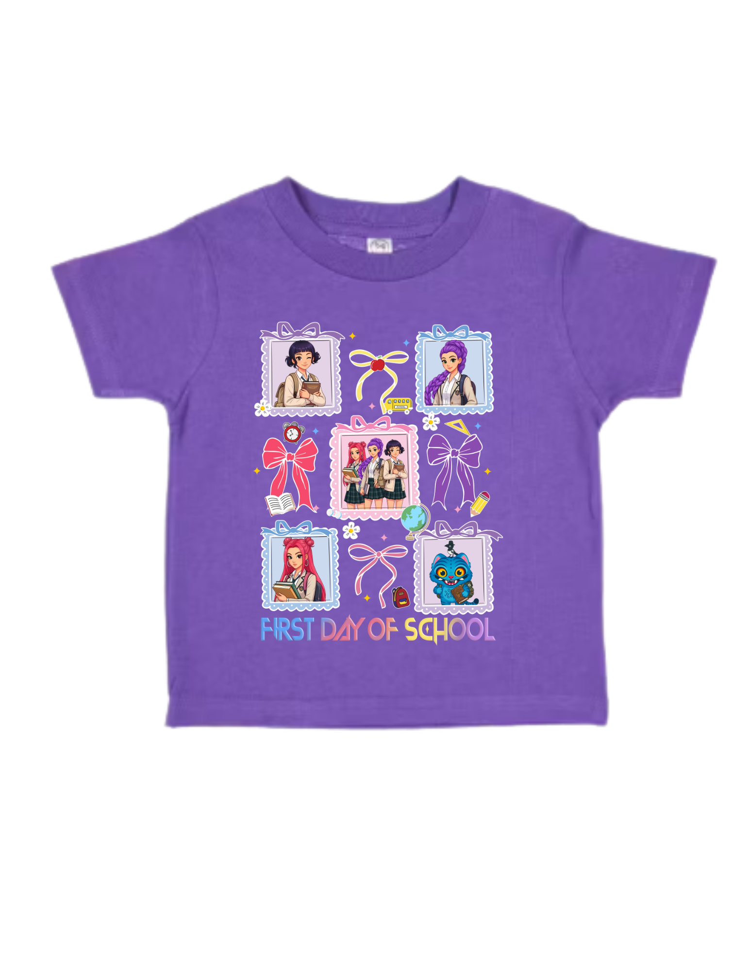 Huntrix K-Pop Demon Hunter™ First Day of School Youth Tee – Pastel Frame Edition