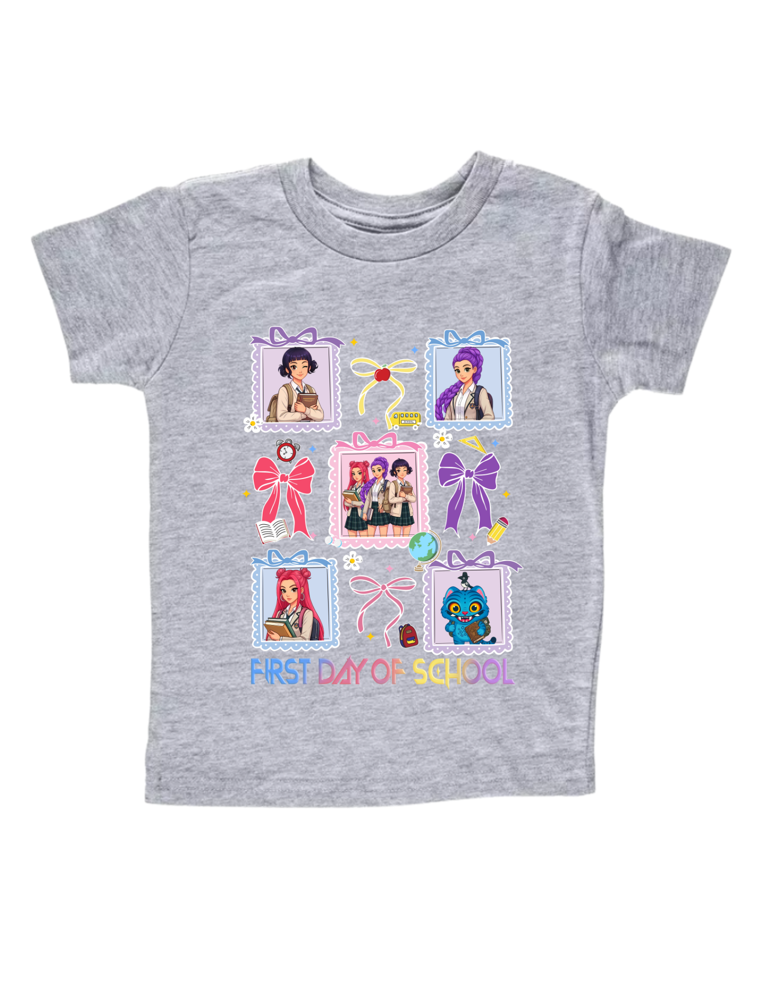 Huntrix K-Pop Demon Hunter™ First Day of School Youth Tee – Pastel Frame Edition