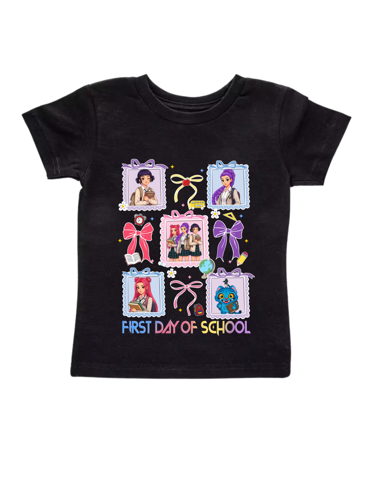 Huntrix K-Pop Demon Hunter™ First Day of School Youth Tee – Pastel Frame Edition