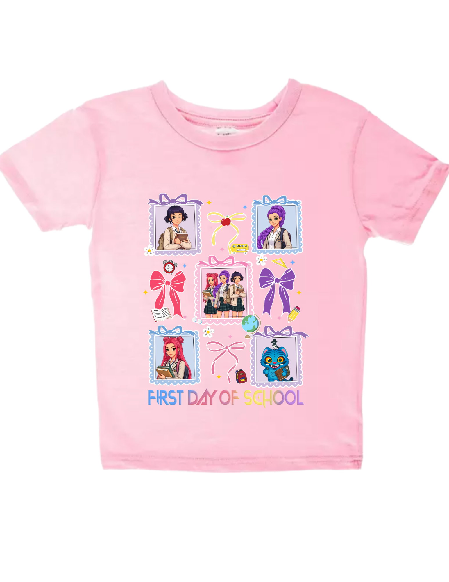 Huntrix K-Pop Demon Hunter™ First Day of School Youth Tee – Pastel Frame Edition