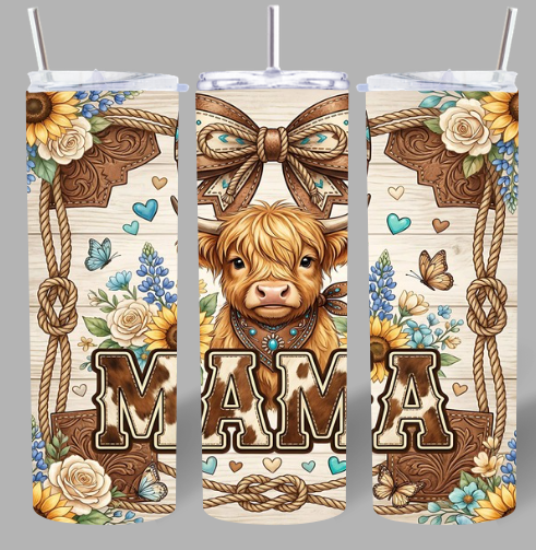 Western Mama Cow 20oz Skinny Tumbler