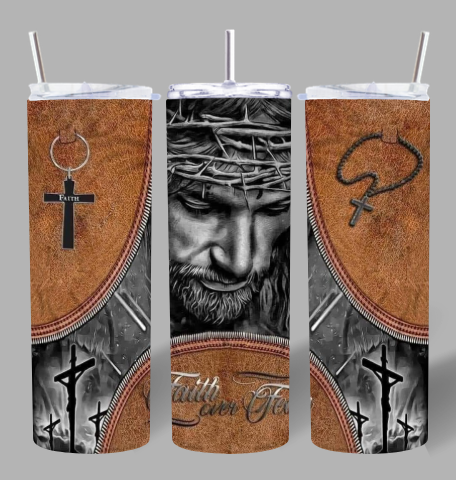 Faith Over Fear Christian Tumbler