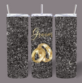 Groom Black Glitter Wedding Tumbler