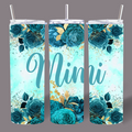 Teal Floral Mimi 20oz Skinny Tumbler
