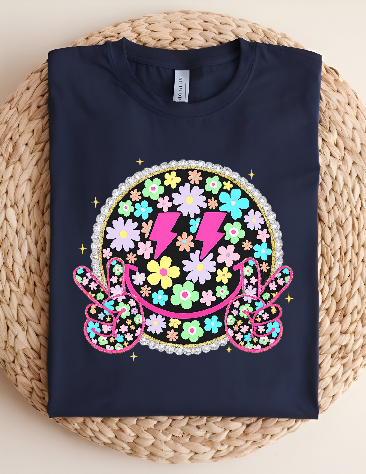 💜 Floral Peace Smiley Tee 💜