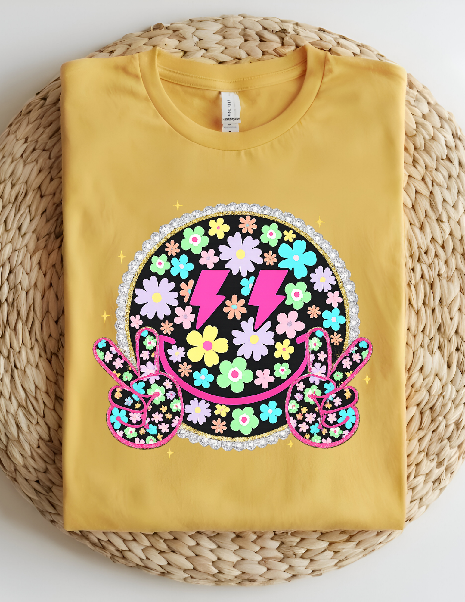 💜 Floral Peace Smiley Tee 💜