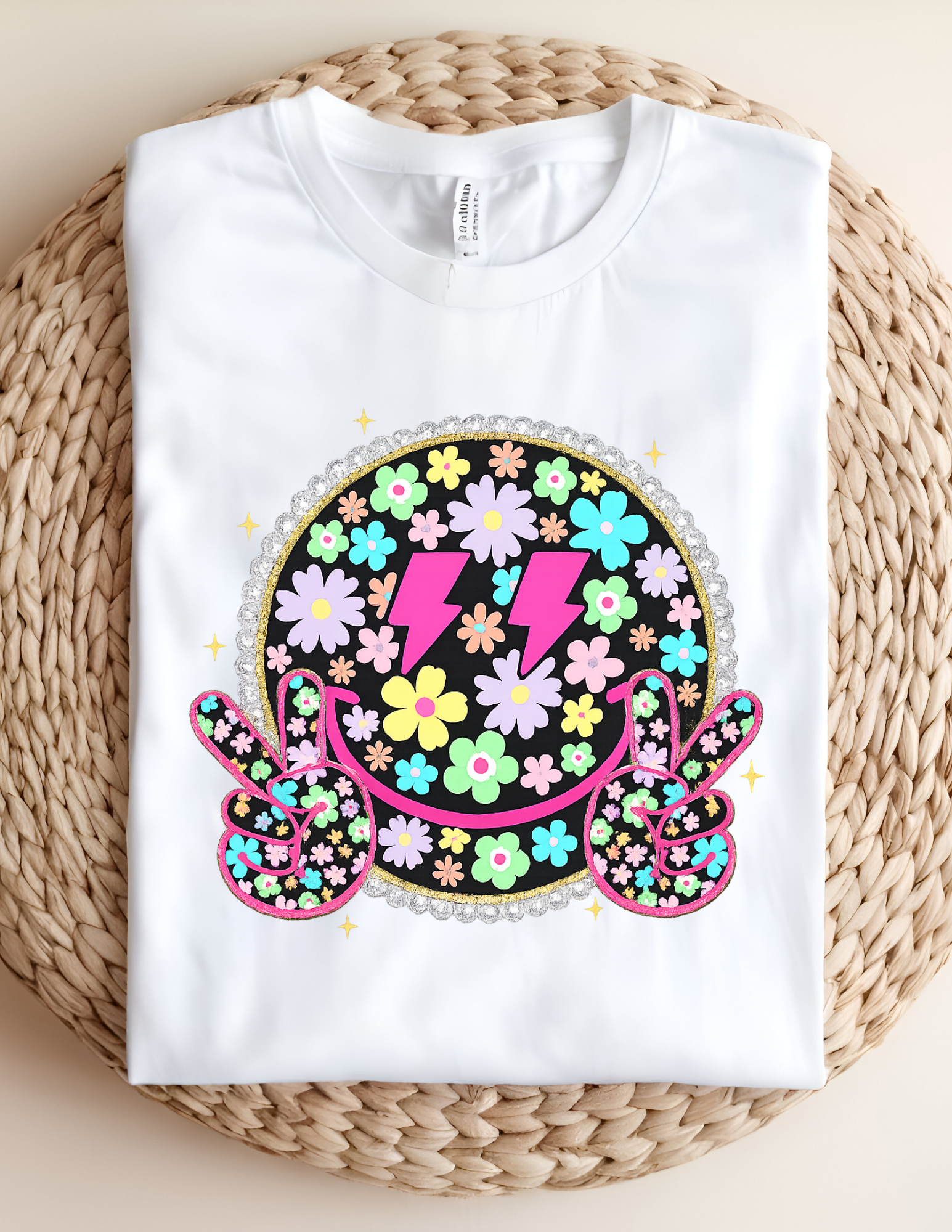 💜 Floral Peace Smiley Tee 💜