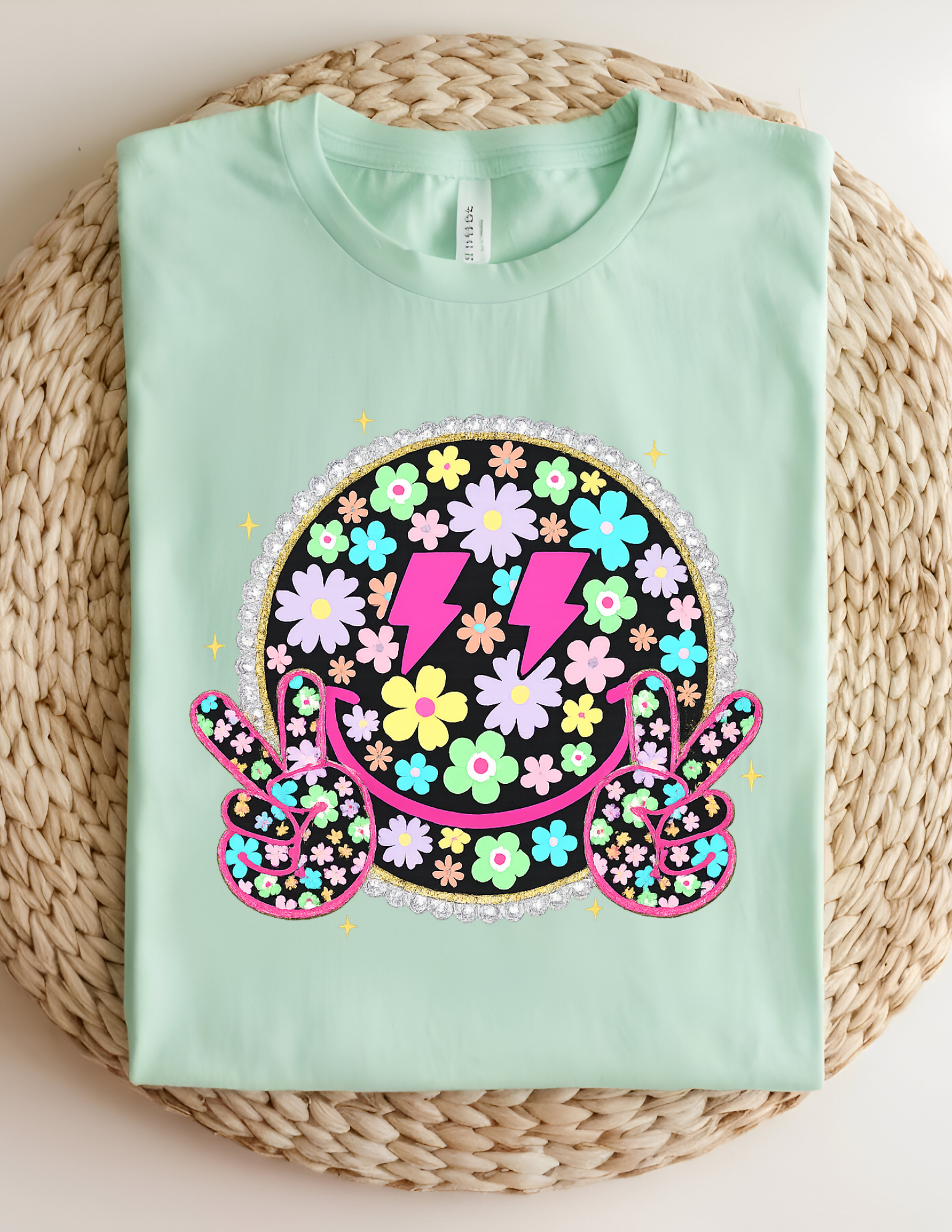 💜 Floral Peace Smiley Tee 💜