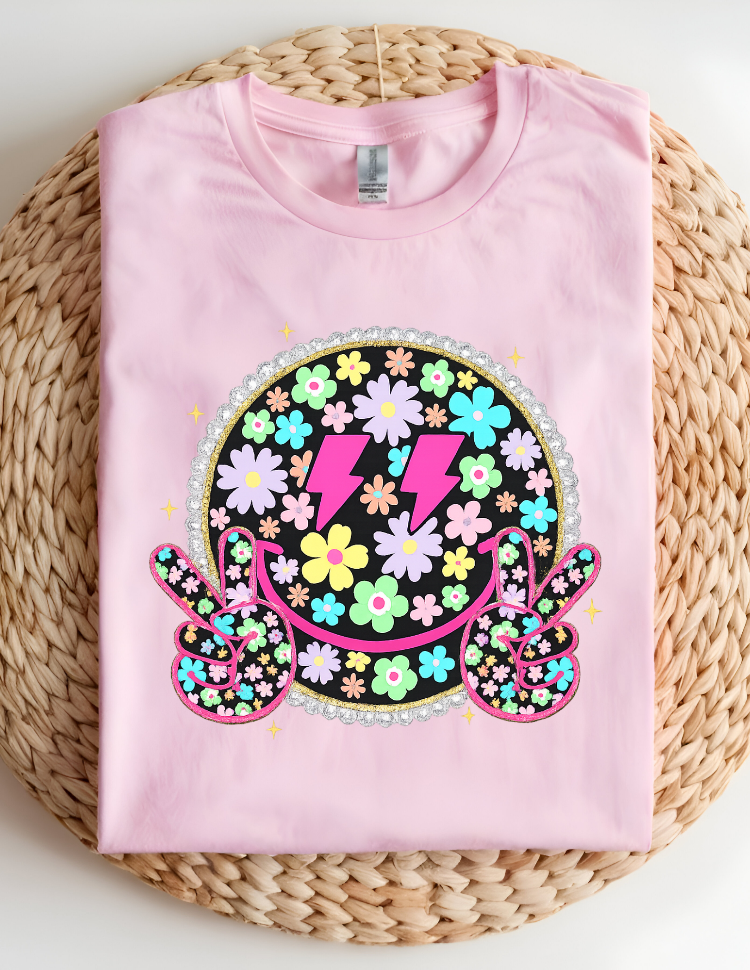 💜 Floral Peace Smiley Tee 💜