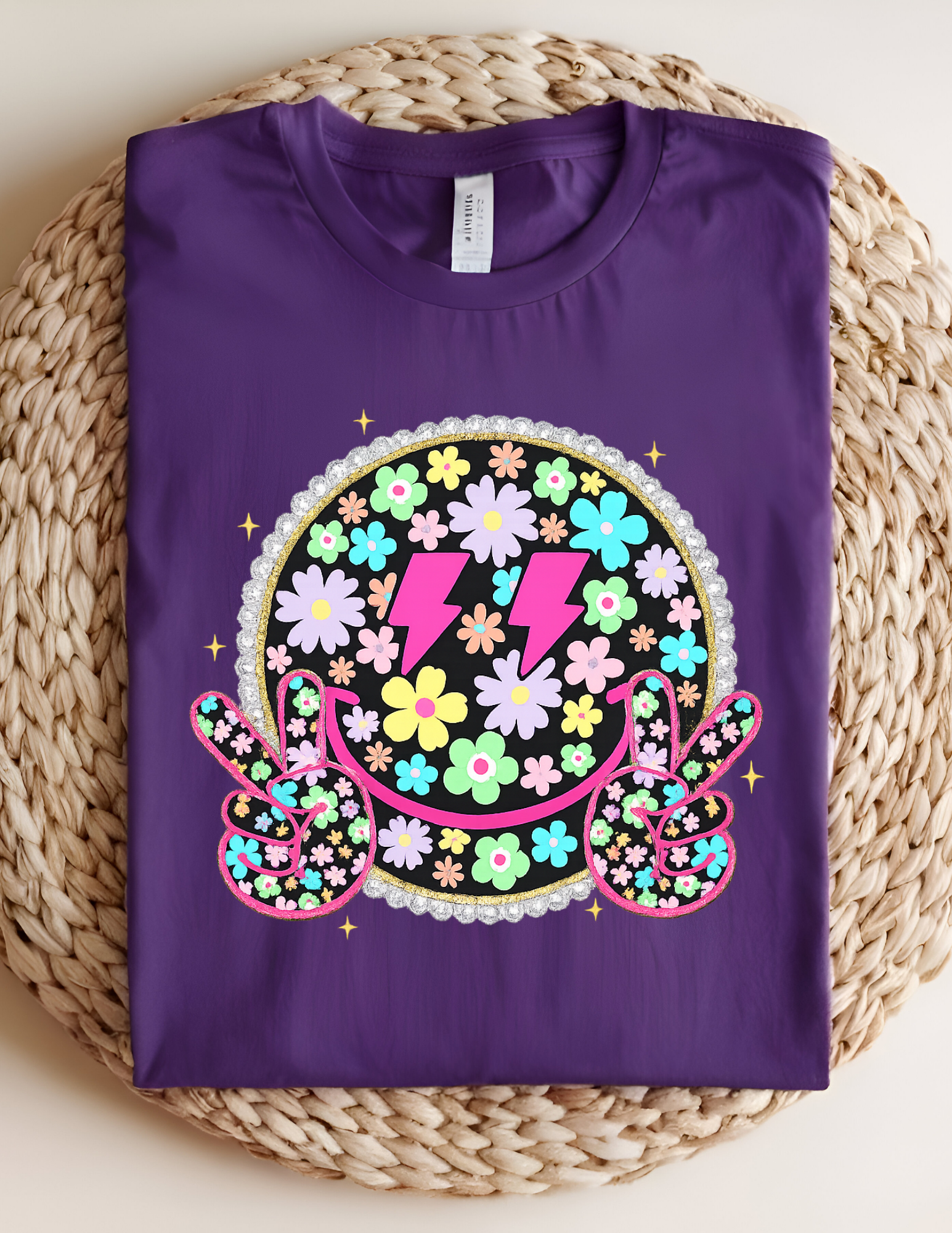 💜 Floral Peace Smiley Tee 💜