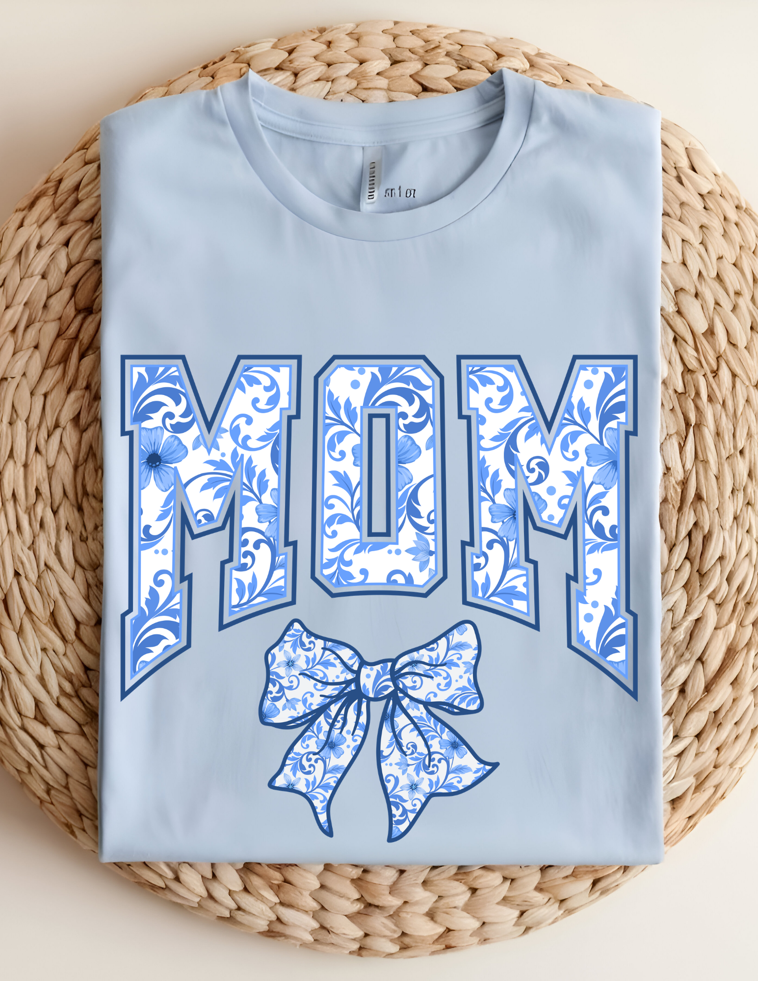 Floral Bow “MOM” Statement Tee 💙🌸