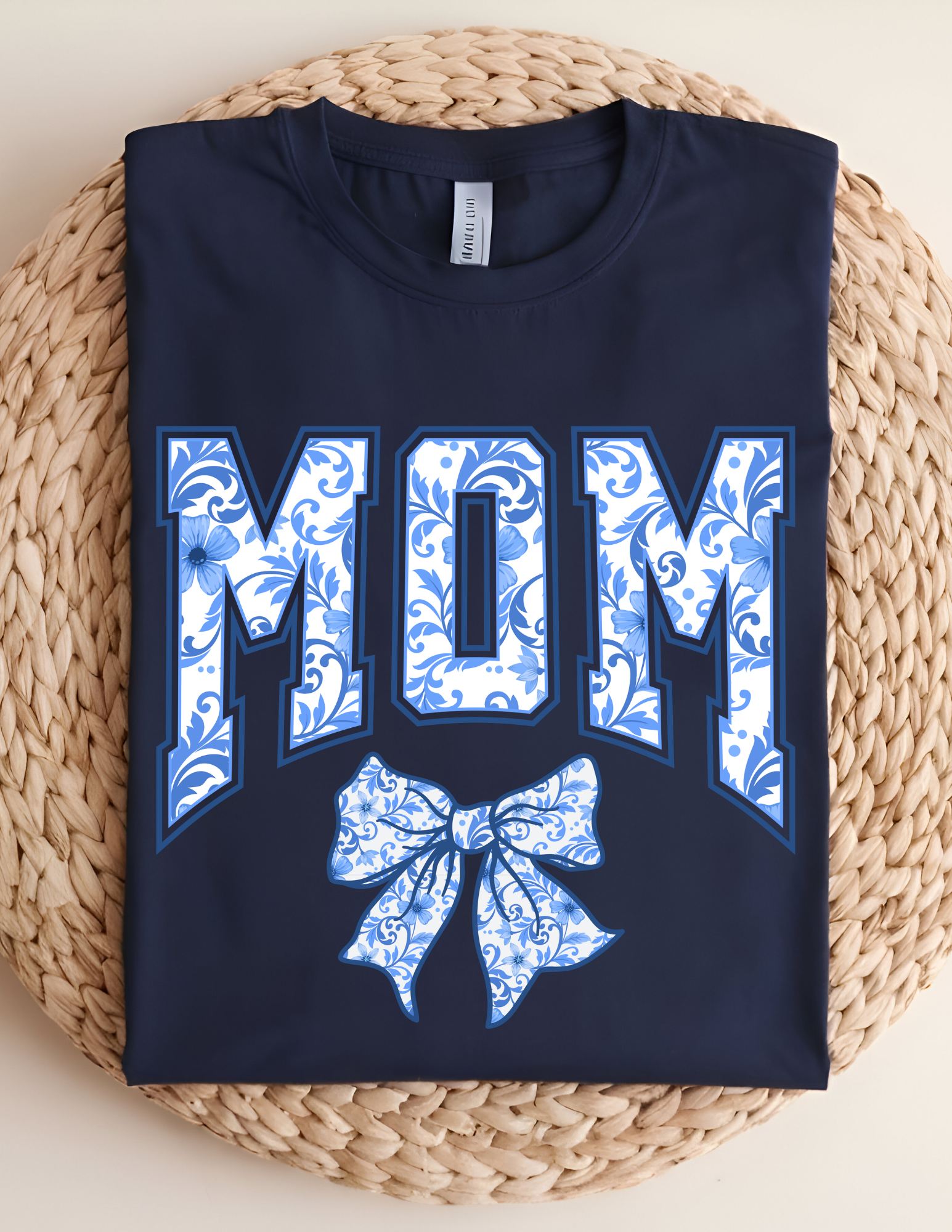 Floral Bow “MOM” Statement Tee 💙🌸