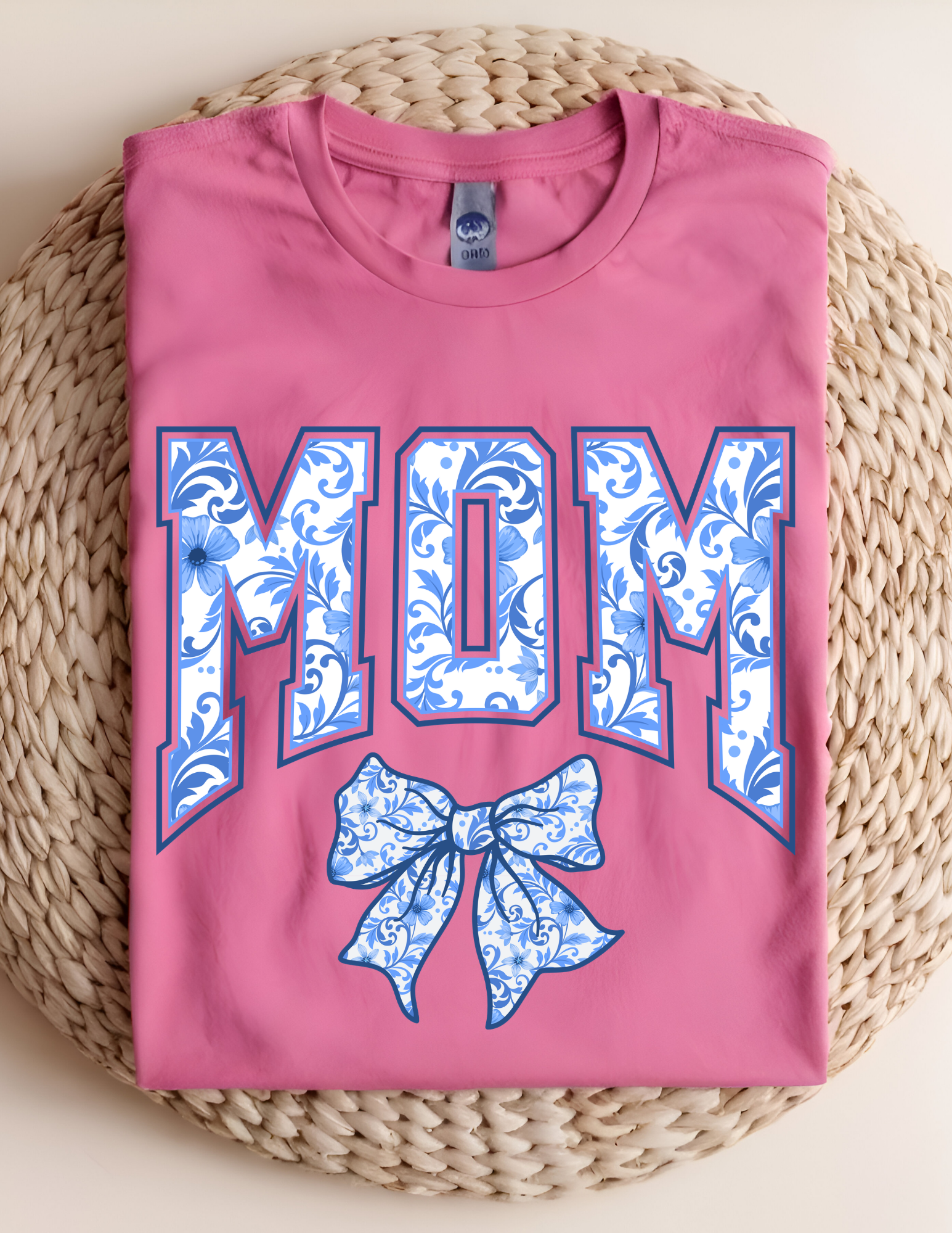 Floral Bow “MOM” Statement Tee 💙🌸