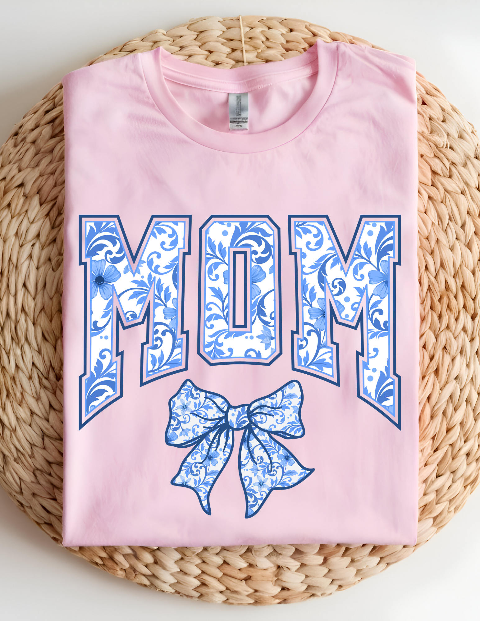 Floral Bow “MOM” Statement Tee 💙🌸
