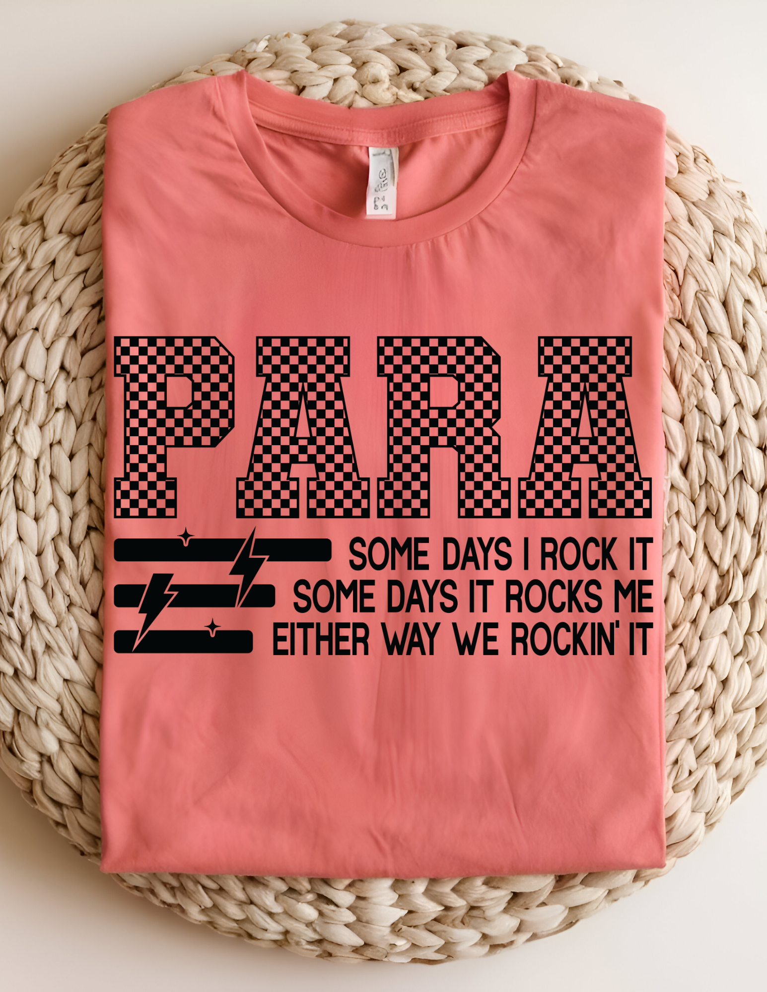 PARA "We're Rockin' It" Checkered Graphic Tee
