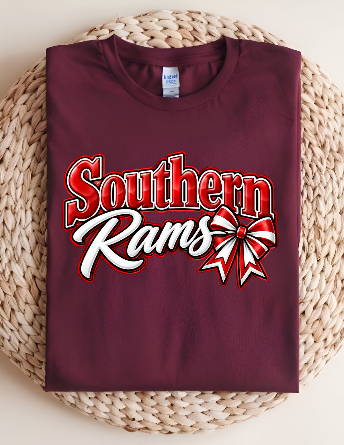 Southern Rams Gingham Bow Spirit Tee