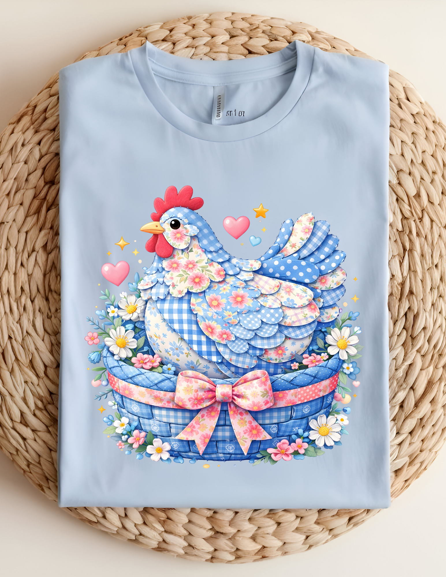 Floral Patchwork Chicken Basket Tee