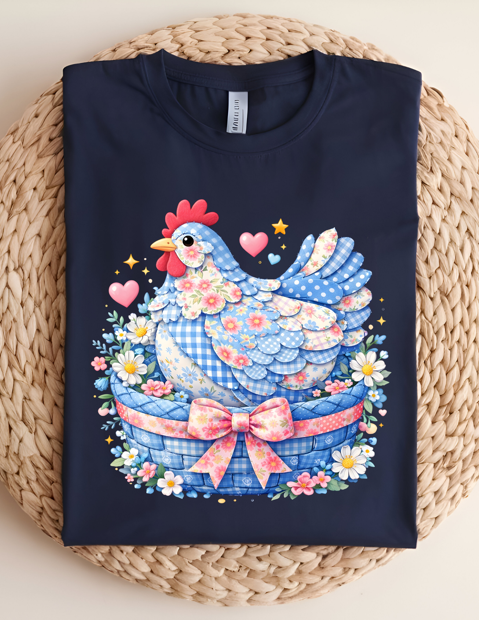 Floral Patchwork Chicken Basket Tee